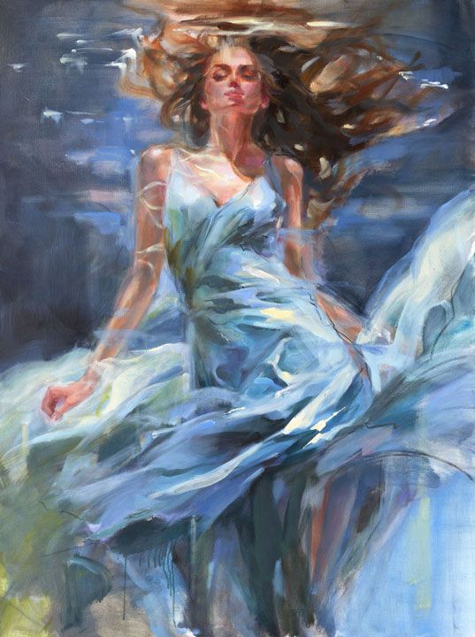 Anna Razumovskaya Hand Signed and Numbered Limited Edition Artist Embellished Canvas Giclee:"In The Flow Of Light"