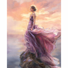 Anna Razumovskaya Hand Signed and Numbered Limited Edition Artist Embellished Canvas Giclee:"Carried By The Light"