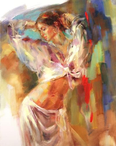 Anna Razumovskaya Hand Signed and Numbered Limited Edition Artist Embellished Canvas Giclee: "Dancing With the Sun"