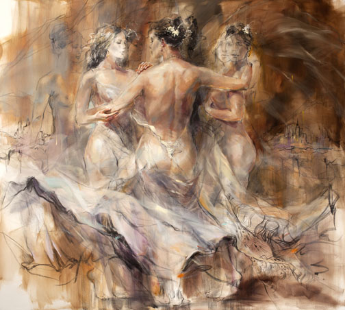 Anna Razumovskaya Hand Signed and Numbered Limited Edition Artist Embellished Canvas Giclee: "Devotion"