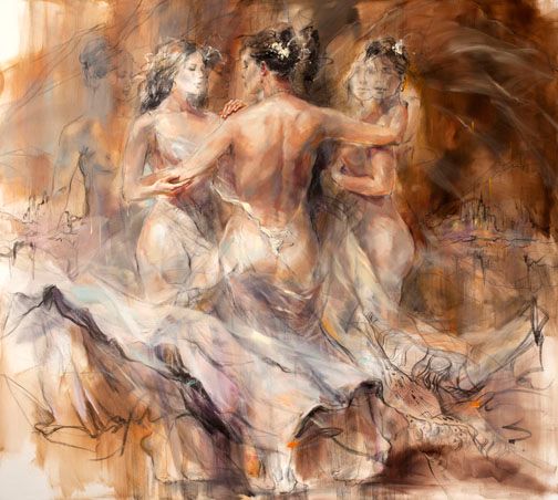 Anna Razumovskaya Hand Signed and Numbered Limited Edition Artist Embellished Canvas Giclee: "Devotion"