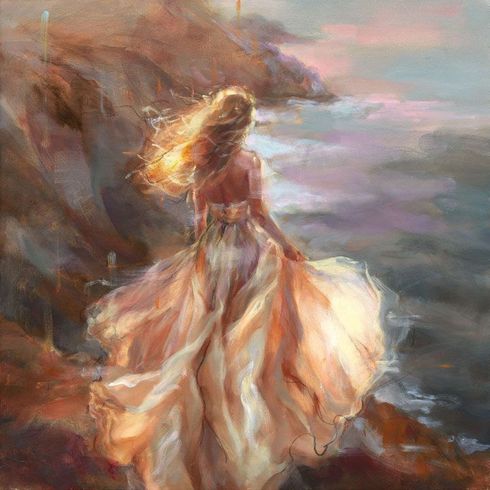 Anna Razumovskaya Hand Signed and Numbered Limited Edition Artist Embellished Canvas Giclee:"Chasing The Horizon" Anna Razumovskaya Hand Signed and Numbered Limited Edition Artist Embellished Canvas Giclee:"Chasing The Horizon"