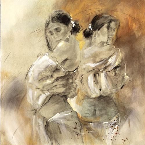 Anna Razumovskaya Hand Signed and Numbered Limited Edition Artist Embellished Canvas Giclee: "Echo 1"