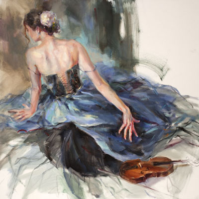 Anna Razumovskaya Hand Signed and Numbered Limited Edition Artist Embellished Canvas Giclee: "Emphasis 1"