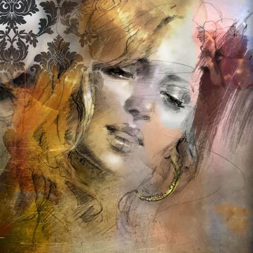 Anna Razumovskaya Hand Signed and Numbered Limited Edition Artist Embellished Canvas Giclee:"Essense of a Woman"