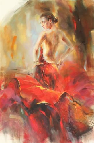 Anna Razumovskaya Hand Signed and Numbered Limited Edition Artist Embellished Canvas Giclee: "Estampa"