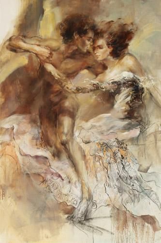 Anna Razumovskaya Hand Signed and Numbered Limited Edition Artist Embellished Canvas Giclee: "Eternal Legend 2"