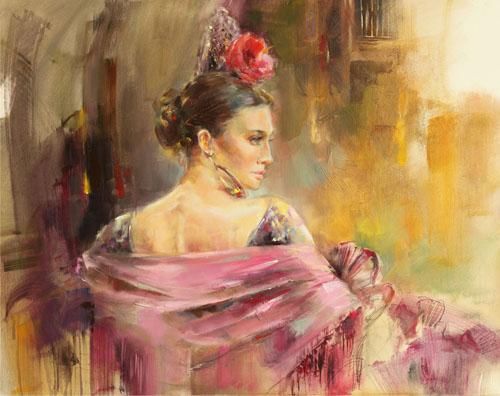 Anna Razumovskaya Hand Signed and Numbered Limited Edition Artist Embellished Canvas Giclee: "Evita"