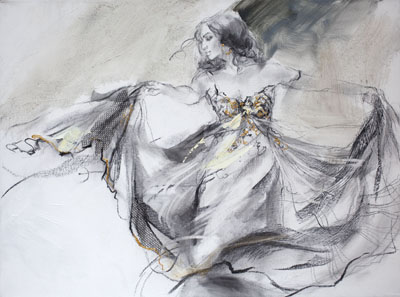 Anna Razumovskaya Hand Signed and Numbered Limited Edition Artist Embellished Canvas Giclee:"Fantasy Dance 2 (II)"