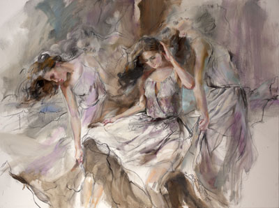 Anna Razumovskaya Hand Signed and Numbered Limited Edition Artist Embellished Canvas Giclee: "Fluidity"