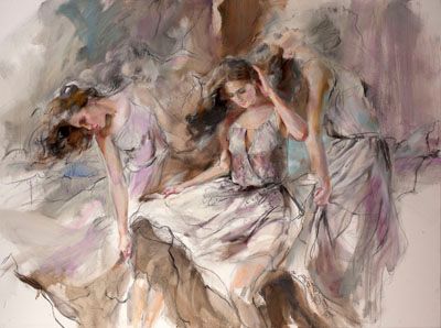 Anna Razumovskaya Hand Signed and Numbered Limited Edition Artist Embellished Canvas Giclee: "Fluidity"