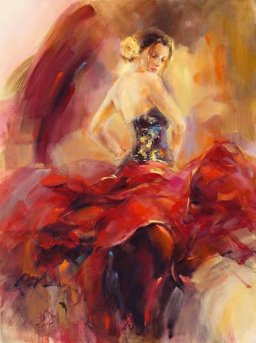 Anna Razumovskaya Hand Signed and Numbered Limited Edition Artist Embellished Canvas Giclee: "Giro 1"