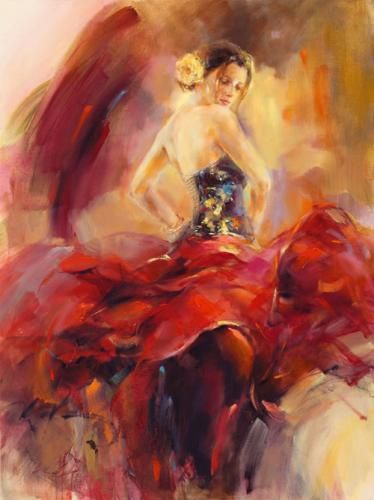Anna Razumovskaya Hand Signed and Numbered Limited Edition Artist Embellished Canvas Giclee: "Giro 1"