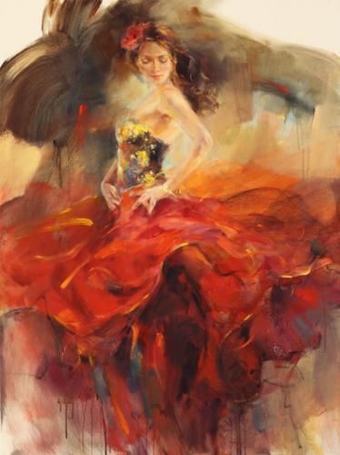 Anna Razumovskaya Hand Signed and Numbered Limited Edition Artist Embellished Canvas Giclee: "Giro 2"