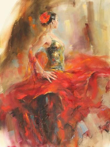 Anna Razumovskaya Hand Signed and Numbered Limited Edition Artist Embellished Canvas Giclee: "Gypsy Dancer"