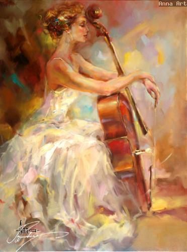 Anna Razumovskaya Hand Signed and Numbered Limited Edition Artist Embellished Canvas Giclee: "HARMONY II"