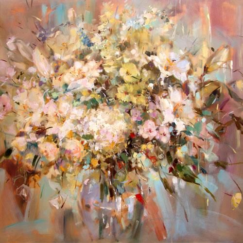 Anna Razumovskaya Hand Signed and Numbered Limited Edition Artist Embellished Canvas Giclee: "Hold This Moment 1"