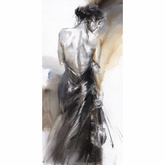 Anna Razumovskaya Hand Signed and Numbered Limited Edition Artist Embellished Canvas Giclee:"Holding Silence"