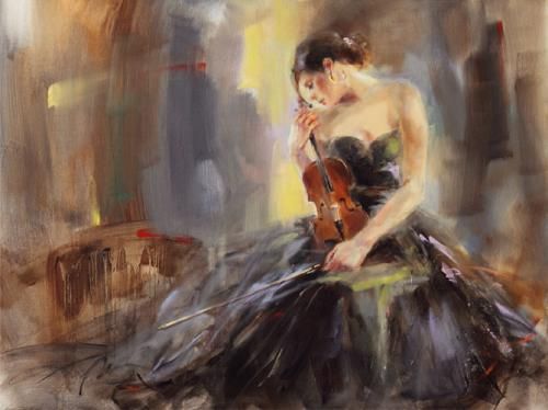 Anna Razumovskaya Hand Signed and Numbered Limited Edition Artist Embellished Canvas Giclee: "Intermission 3"