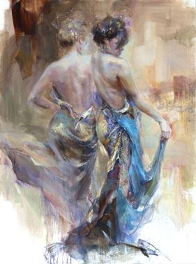 Anna Razumovskaya Hand Signed and Numbered Limited Edition Artist Embellished Canvas Giclee:"La Belle Epoque"