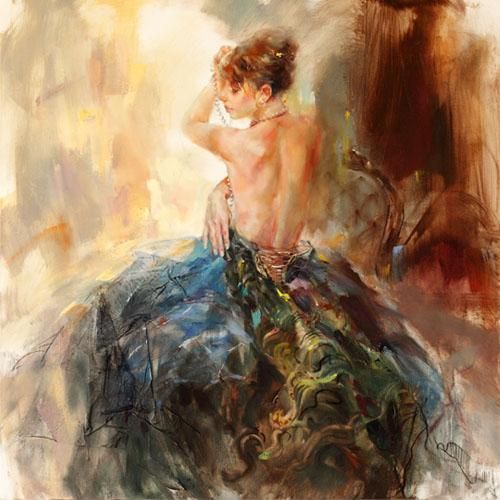Anna Razumovskaya Hand Signed and Numbered Limited Edition Artist Embellished Canvas Giclee: "La Marquise"