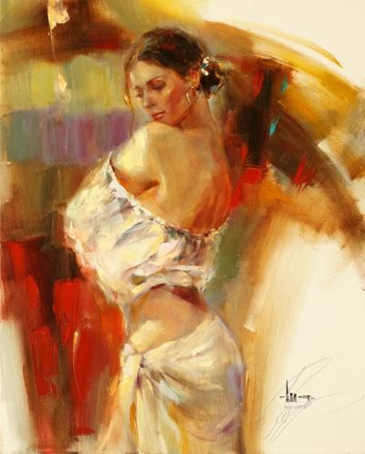 Anna Razumovskaya Hand Signed and Numbered Limited Edition Artist Embellished Canvas Giclee: "Limelight 3"