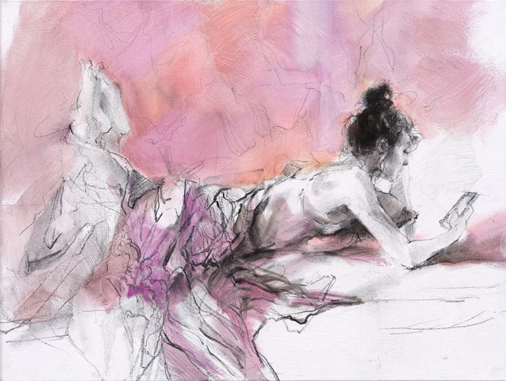 Anna Razumovskaya Hand Signed Limited Edition Artist Embellished Canvas Giclee: "Enticing 2"