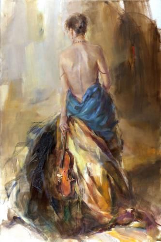 Anna Razumovskaya Hand Signed and Numbered Limited Edition Artist Embellished Canvas Giclee:"Melody"