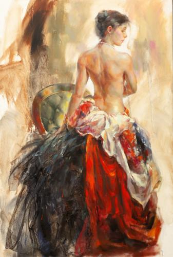 Anna Razumovskaya Hand Signed and Numbered Limited Edition Artist Embellished Canvas Giclee: "Muse"