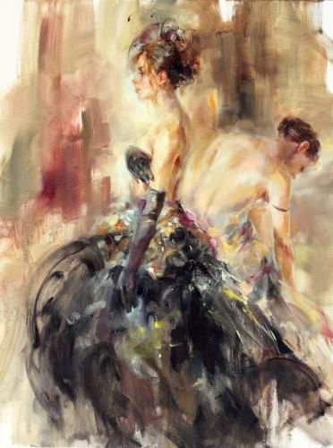 Anna Razumovskaya Hand Signed and Numbered Limited Edition Artist Embellished Canvas Giclee:"Parisian Nights"