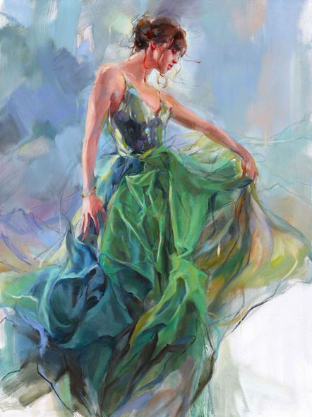 Anna Razumovskaya Hand Signed and Numbered Limited Edition Artist Embellished Canvas Giclee:"Paradise So Rare 2"