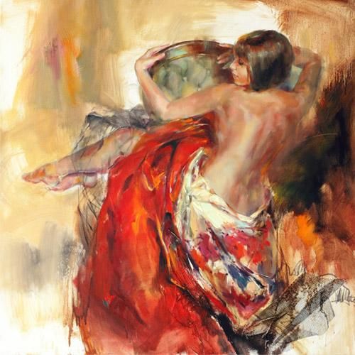 Anna Razumovskaya Hand Signed and Numbered Limited Edition Artist Embellished Canvas Giclee: "Pearl Shell"