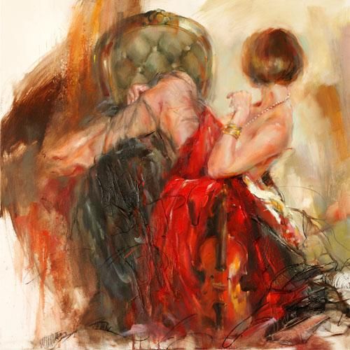 Anna Razumovskaya Hand Signed and Numbered Limited Edition Artist Embellished Canvas Giclee: "Perfect Balance"