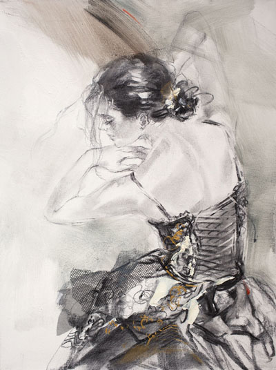 Anna Razumovskaya Hand Signed and Numbered Limited Edition Artist Embellished Canvas Giclee:"Poetry in Motion 1 (II)"