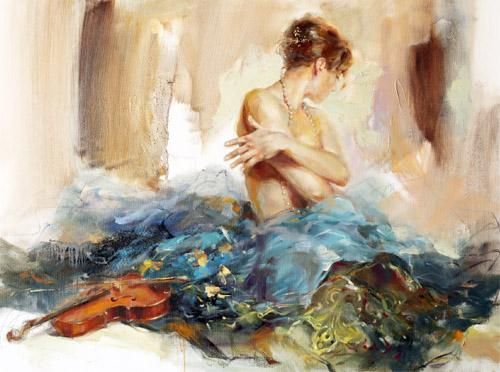 Anna Razumovskaya Hand Signed and Numbered Limited Edition Artist Embellished Canvas Giclee: "Prelude"