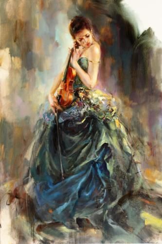Anna Razumovskaya Hand Signed and Numbered Limited Edition Artist Embellished Canvas Giclee: "Resonance"