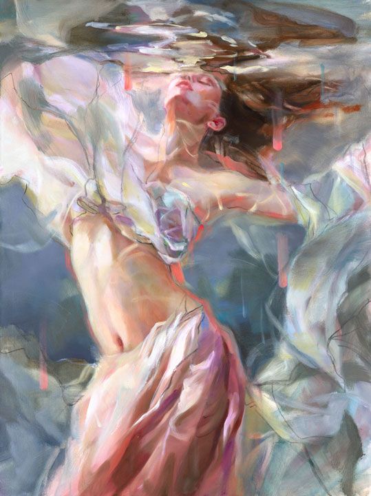 Anna Razumovskaya Hand Signed and Numbered Limited Edition Artist Embellished Canvas Giclee:"The Flow Of Light 3"