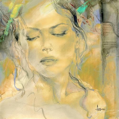 Anna Razumovskaya Hand Signed and Numbered Limited Edition Artist Embellished Canvas Giclee: "Sense Of a Woman 1"