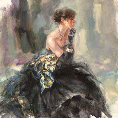 Anna Razumovskaya Hand Signed and Numbered Limited Edition Artist Embellished Canvas Giclee:"Little Dream 1"