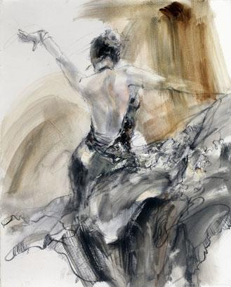 Anna Razumovskaya Hand Signed and Numbered Limited Edition Artist Embellished Canvas Giclee:"Spanish Heat (Sepia 2)"