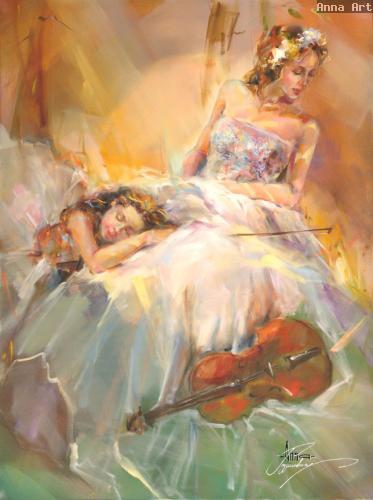 Anna Razumovskaya Hand Signed and Numbered Limited Edition Artist Embellished Canvas Giclee: "Summer Melody"