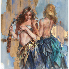 Anna Razumovskaya Hand Signed and Numbered Limited Edition Artist Embellished Canvas Giclee: "Tale Of Paradise 1"