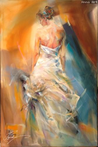 Anna Razumovskaya Hand Signed and Numbered Limited Edition Artist Embellished Canvas Giclee: "The Night Flower"