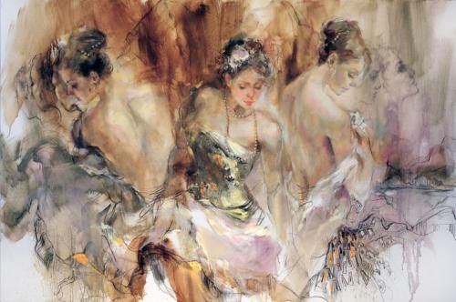 Anna Razumovskaya Hand Signed and Numbered Limited Edition Artist Embellished Canvas Giclee:"Timeless Dance"