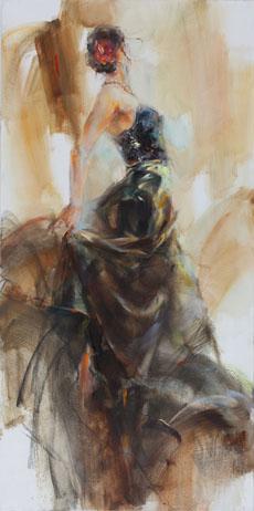 Anna Razumovskaya Hand Signed and Numbered Limited Edition Artist Embellished Canvas Giclee:"Unfolding Dance 1"