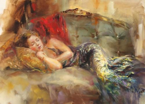 Anna Razumovskaya Hand Signed and Numbered Limited Edition Artist Embellished Canvas Giclee: "Velvet Dream"