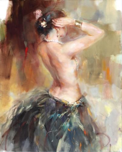 Anna Razumovskaya Hand Signed and Numbered Limited Edition Artist Embellished Canvas Giclee: "Waiting for John"