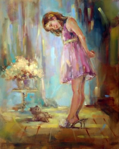 Anna Razumovskaya Hand Signed and Numbered Limited Edition Artist Embellished Canvas Giclee: "Well Fitted"
