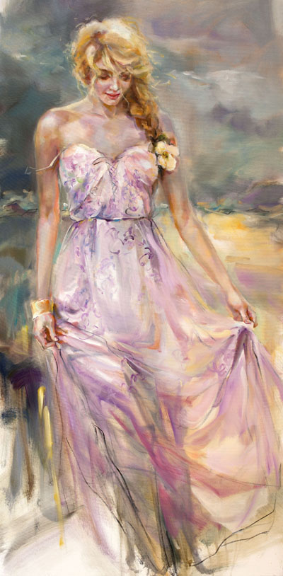 Anna Razumovskaya Hand Signed and Numbered Limited Edition Artist Embellished Canvas Giclee:"What Lies Ahead"