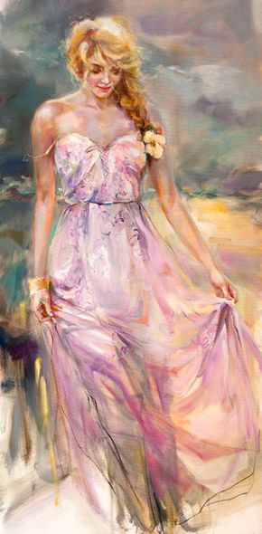 Anna Razumovskaya Hand Signed and Numbered Limited Edition Artist Embellished Canvas Giclee:"What Lies Ahead"